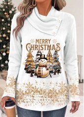 Christmas White Curved Hem Long Sleeve T Shirt 3