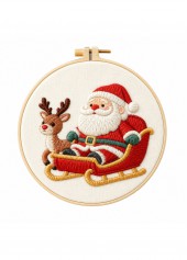 Woodland Sleigh Santa and Reindeer Embroidery Kit