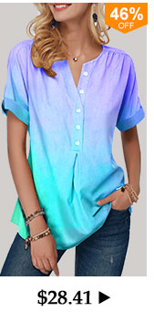 Button Front Short Sleeve Curved Hem Blouse